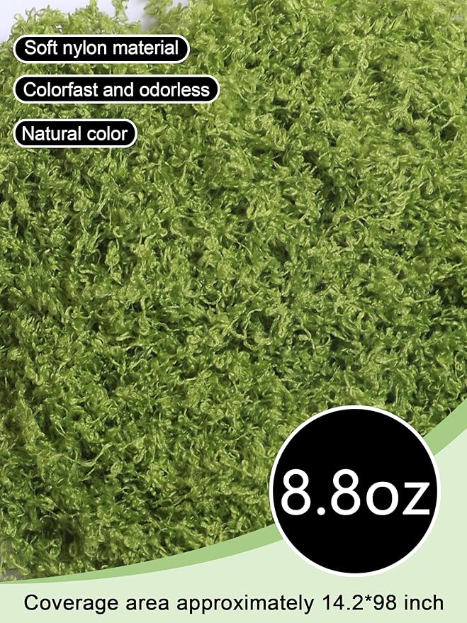 Light Green 8.8oz Artificial Floral Moss Fake Greenery Moss Faux Plant for DIY Crafts Fairy Garden Pot Filler Vase Greenery Decorating Project Indoor Model Making Walls Glass Decor Forlaoers
