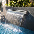 Stainless Steel Pool Fountain Waterfall Sheer Descent, 47.2 Inches Spillway for Swimming Pool, Outdoor Garden Pond, Patio & Backyard Water Feature Decoration(47.2")