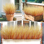 14 Bundles Artificial Fall Plants Outdoor Fake Shrubs Autumn Wheat Grass 20 Inch Fall Greenery Stems Tall Onion Grass UV Resistant Faux Bushes Plant for Garden Farmhouse Thanksgiving Fall Decor