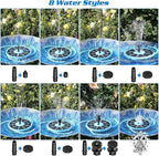AISITIN 3.5W Solar Bird Bath Fountain with Built-in 1500mAh Battery, Solar Water Pump with 8 Nozzles, Solar Powered Fountain for Garden, Birdbath, Pond, and Outdoor Decor