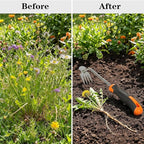 Weed Puller Tool with Thick Work Gloves, 4-Teeth Stainless Steel Hand Weeder, Deep Root Weed Remover for Dandelions Crabgrass, Gardening Weeding Tools for Garden Backyard Farm 13.7inch