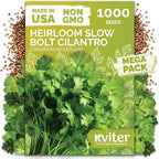 KVITER 1000 Slow Bolt Cilantro Seeds (Coriandrum sativum) - Cilantro Organic Seed, Slow to Bolt Coriander Seed, Aromatic Leaves - Herb Seeds for Planting in Outdoor & Indoor Garden