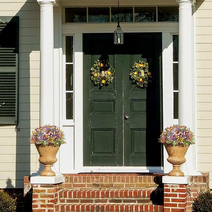 Der Rose 24 Bundles UV Resistant Artificial Flowers for Outdoors Faux Ferns Fake Plastic Flowers for Spring Home Garden Courtyard Patio Front Porch Decor