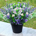 2 Pcs Artificial Potted Flowers for Outdoors - 16 Inch Large Pre-Assembly Purple Flowers Faux Plants Lavender Daisy for Outdoor Home Office Front Doors Patios Porches Yards Decor