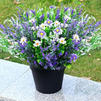 2 Pcs Artificial Potted Flowers for Outdoors - 16 Inch Large Pre-Assembly Purple Flowers Faux Plants Lavender Daisy for Outdoor Home Office Front Doors Patios Porches Yards Decor