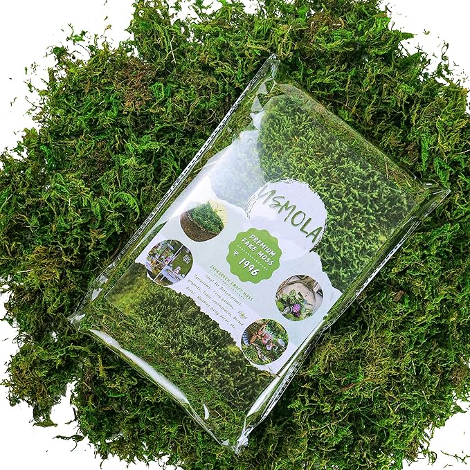 USMOLA Artificial Moss 16oz – Fake Moss for Crafts, Fairy Gardens, Wedding & Party Decor, Centerpieces & Potted Plants (Fresh Green, 455g)