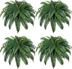 Der Rose 4 Pack 45 inch 60 Leaves Fake Ferns Large, UV Resistant Artificial Plants Outdoor Faux Boston Ferns Bush Plants for Home Porch Patio Hanging Decor