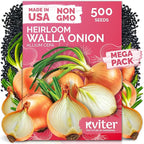 KVITER 500 Walla Walla Onion Seeds for Planting (Allium cepa) – Long Day Sweet Onions Gardening Seeds – Non GMO Heirloom Vegetable Seed Packets, Outdoor & Indoor Gardening, Home Garden, Raised Beds