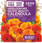 KVITER 150 Mix Pacific Beauty Calendula Seeds (Calendula Officinalis) - Pot Marigold, Heirloom and Non GMO - Annual Flower Seeds in Seed Packets for Outdoor and Indoor Garden, Containers, Cut Flowers