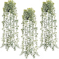 Der Rose 3Pcs Fake Plants Hanging Artificial Decor Faux Potted Eucalyptus Plants for Boho Bathroom Home Office Desk Wall Shelf Bookcase Accessories Decor Indoor