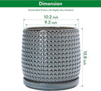 D'vine Dev 10 Inch Ceramic Beaded Stoneware Planter Pot - Flower Pot with Drainage Holes and Saucers for Indoor Succulent Plants or Flowers, Graphite Blue, 27-C-P-9