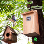 Dreyoo 2 Pack Bluebird Box Houses for Outside,1-1/2'' Entrance Hole Wooden Bird Houses with Metal Guard, Secure Latch,Fledgling Grooves,Air Vents for Bluebird Wren Swallow(Wood)