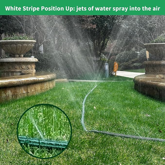 2026 Reinforced Sprinkler Hose & Soaker Hose for Yard - 50 FT Flat Garden Hose with Holes, Heavy Duty No-Kink Lawn Irrigation Hose (Includes Stakes, High Pressure Spray)