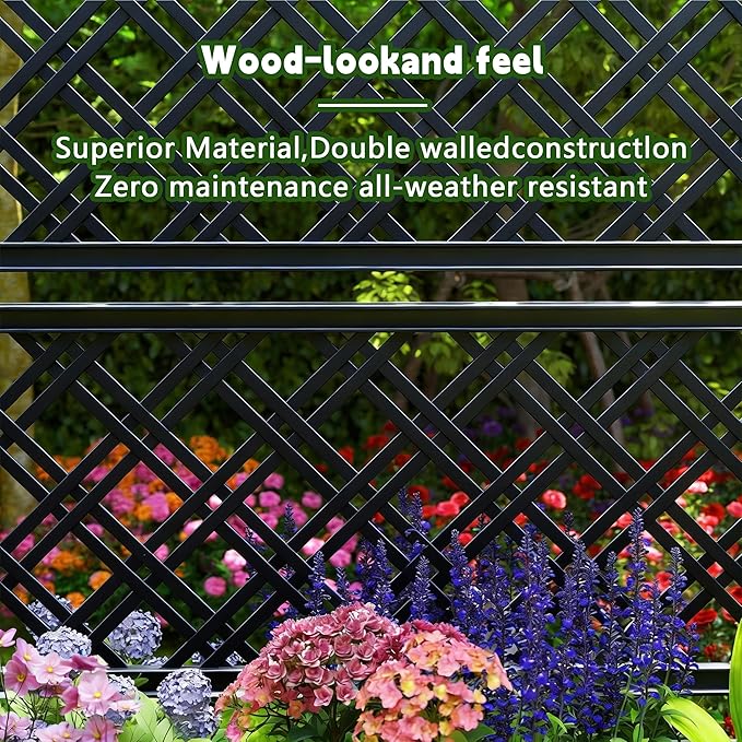 Elevated Raised Garden Bed with Trellis, 21 Gallon Self-Watering Outdoor Resin Planter Box with Lockable Wheels Drain Plug & Water Monitor for Plants Vegetables Flowers Fruits (Black)