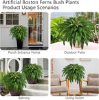 48In Artificial Boston Ferns Bush, Set of 2 Large Faux Ferns Plants, 67 Branches Fake Ferns for Home Living Room Decor, Indoor and Outdoor