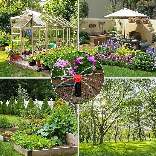 Drip Irrigation System,106FT Automatic Garden Watering System with 1/2" & 1/4" Fast-Lock Tubing Adjustable Nozzles & Sprinklers,Quick-Connect Drip Irrigation System Kit for Garden,Lawn,Potted Plants