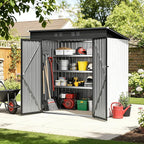 6 x 4FT Sheds & Outdoor Storage,White Metal Waterproof Storage Shed with Door and Lock Outdoor Shed,All-Weather Shelter for Bike, Gardening Tools, Lawn Mowers