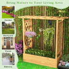 LDAILY Raised Garden Bed with Trellis, Above Ground Garden Bed with Hanging Roof, Side Trellis, & 4 Drainage Holes, Planter Box for Outdoor Climbing Plants Vines Flowers (2, 43.5"L x 17.5"W x 44.5"H)