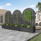 Casaphoria Metal Raised Garden Bed with Trellis and Wheels, 72"x47"x16" Arched Planter Box for Climbing Plants, Vegetables & Vines, Features Drainage Holes and Privacy Screen (Black-Brick)