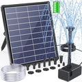 POPOSOAP 6.5W Solar Fountain Pump for Bird Bath Built-in 3000mAh Battery Backup, DIY Solar Water Fountain with Double-Layer Nozzles & Dry-Run Protection 5Ft Tubing for Ponds, Bird Bath, Water Features