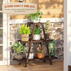 GHWIE Plant Stand Indoor Plant Shelf Outdoor bamboo Plant Rack, 3 Tiers Ladder Plant Holder Flower Stand for Living Room Balcony Garden Patio,Living Room Boho Home Decor for Gardening Gifts (Brown)