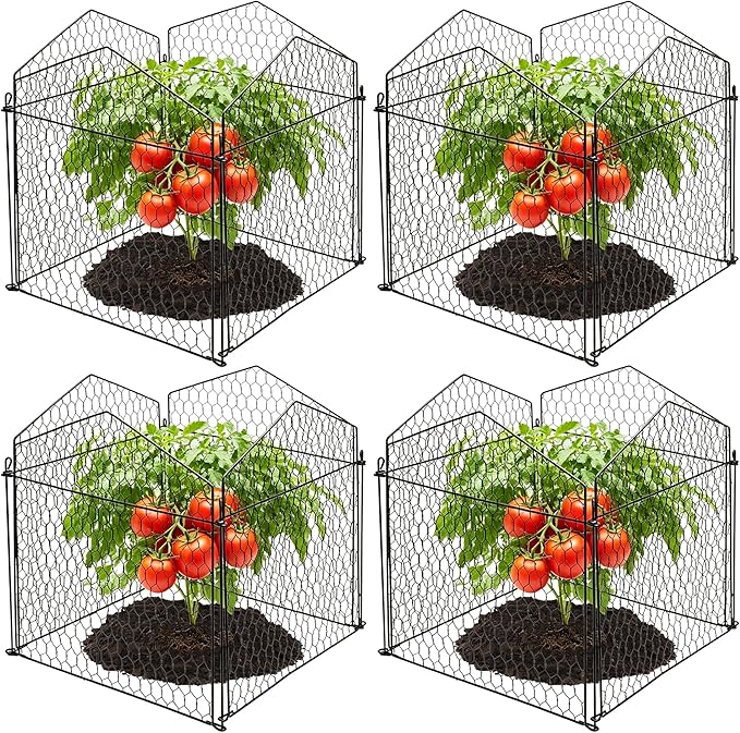 DECOHS 4 Packs Chicken Wire Cloche Plant Protectors from Animals Garden Plant Cage Protector - Wire Plant Protectors to Keep Animals Out