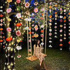 Suncalla 6 Pcs 35.4ft Hanging Flowers Garlands Backdrop Lighted Floating Fake Wildflower Vines LED Floral Garland Ceiling for Spring Wedding Bridal Shower Birthday Graduation Party (Vivid,Multicolor)