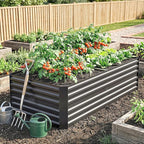 Outsunny Galvanized Raised Garden Bed Kit with Reinforcing Bars, Large and Tall Metal Planter Box for Vegetables, Flowers and Herbs, 6' x 3' x 2', Dark Gray