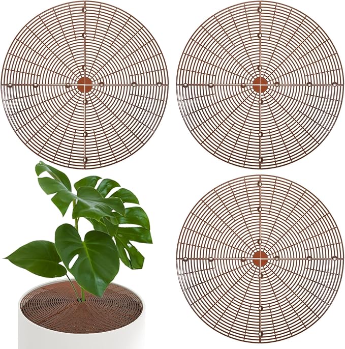 3 Packs Plant Pot Grid Cover Protectors from Animals,20.8 Inch Soil Protector Covers, Cuttable Flower Pot Grid with 12 Stakes, Keep Cats Out of Potted Plants