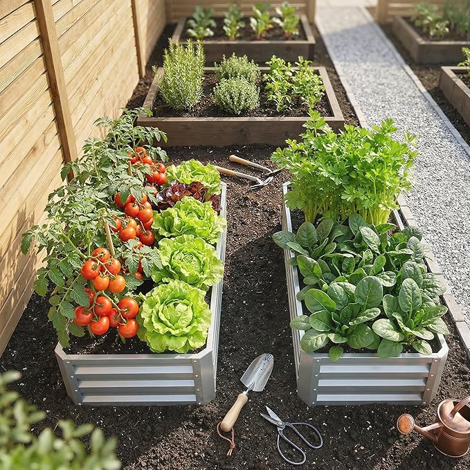 Outsunny Galvanized Raised Garden Bed, 4' x 2' x 1' Metal Planter Box, for Growing Vegetables, Flowers, Herbs, Succulents, Silver