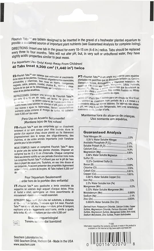Seachem Flourish Tabs Growth Supplement - Aquatic Plant Stimulant 40 ct