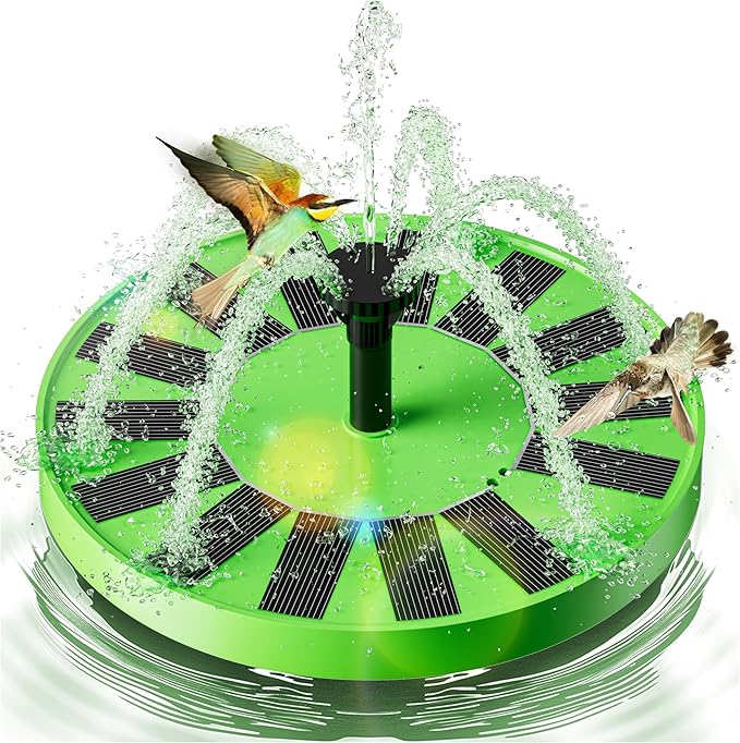 2.5W Solar Bird Bath Fountains– Upgraded Solar Pond Fountain with 6 Nozzles,Solar Fountain for Bird Bath, Pond, Garden Decor (Green)