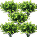 RECUTMS Artificial Outdoor Flowers Artificial Greenery Artificial Plant Bundles Spring Greenery Outdoor Plants Artificial UV Resistant for Porch Artificial Eucalyptus Stems,10 Pcs(Green)