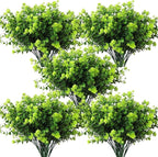 RECUTMS Artificial Outdoor Flowers Artificial Greenery Artificial Plant Bundles Spring Greenery Outdoor Plants Artificial UV Resistant for Porch Artificial Eucalyptus Stems,10 Pcs(Green)