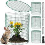 Hiboom 4 Pack Garden Plant Protectors from Animals with Stakes, Metal Mesh and Detachable Covers Wire Plant Cage for Keeping Bunny Animals Out, Chicken Wire Cover Garden Protect (12 * 13 in)