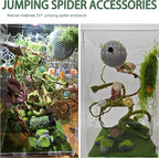 22 Pcs Jumping Spider Enclosure Decor Accessories, Terrarium Landscaping Kit with Mossy Wood, Green Vine, Mesh, Mini Mushrooms & Grass Mat for Tarantula Reptile Habitat Decoration