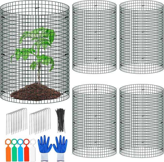 5 Pack Wire Plant Protector, 16"x12" Detachable Metal Plant Protectors Mesh, Garden Plant Protectors for Shrubs Flowers Vegetables to Keep Rabbit & Chicken Animals Out