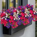 Artificial Flowers Outdoor Morning Glory - 16 Bundles Fake Plants UV Resistant No Fade Faux Plastic Greenery Home Garden Porch Decoration Indoor (1, Multi16-3)