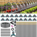 Drip Irrigation System 100FT 1/4", 360°Adjustable Garden Watering System with 16pcs Copper Nozzles, Drip Irrigation Kit for Outdoor Plants, Greenhouse Watering System