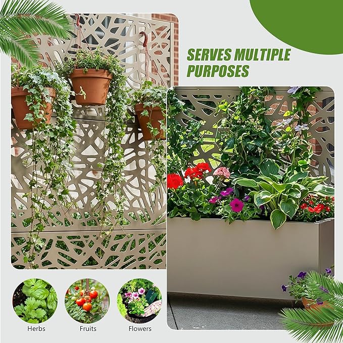 Casaphoria Metal Raised Garden Bed with Trellis and Wheels, 72"x47"x16" Arched Planter Box for Climbing Plants, Vegetables & Vines, Features Drainage Holes and Privacy Screen, Grey-Net