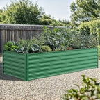 YITAHOME 8x4x2ft Large Raised Garden Bed Kit, Galvanized Metal Planter Box with Gloves, Ground Nails, Support Rod & Safety Rubber, Outdoor Above Ground Planters for Plants Vegetables Flowers, Green