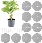 10Pcs Plant Pot Grids - 11.8Inch Plant Pot Cover with 10 U-Shaped Nails, Cuttable Soil Cover Protector from Cats, Dig-Free Soil Cover Flower Pot Grid Guard