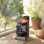 Tolevoit Tabletop Water Fountain Resin Retro Four Cups Vintage Room Decor Lavatory Indoor Decoration Relaxation Waterfall Zen Ambience