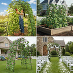 7Ft Garden Arch Trellis for Climbing Plants Outdoor, Heavy Duty Coated Metal Cucumber Trellis for Raised Beds, Tall Steel Gardening Arbor for Vegetables, Tomatoes, Grape, Bean (83’’ x 49’’ x 63’’)