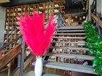 Premium Faux Red Pampas Grass – 43.3" Tall Fluffy Vibrant Decor, 8pcs 18-Branch One-Piece Stems No Assembly, Luxury Silk-Feel Feather Flowers for Valentine's Day Christmas Wedding Home Decor