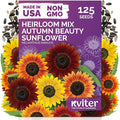 KVITER 125 Autumn Beauty Mix Sunflower Seeds (Helianthus Annuus) - Common Sunflower, Tall Colorful Flower Seed Packets - Heirloom Flower Seeds for Outdoor Garden, Borders, Ideal Cut Flowers