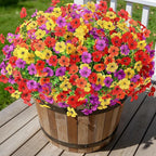 Alupssuc 24 Bundles Artificial Flowers for Outdoors Decoration, UV Resistant Silk Faux Floral Spring Summer Fake Plastic Plants Greenery for Outside Indoor Home Porch Window Box Decor, Mix 4 Colors