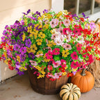 Artificial Flowers for Outdoors Daisy 12 Bundles for Home Decoration, Faux Flower Fake Plants Outside Decoration with Eucalyptus UV Resistant for Planter Porch Patio Yard Garden Colorful