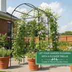 Garden Trellis Arch 7FT PP-Coated Stainless Steel Metal Extra Tall Cucumber Trellis Arch Garden Arch Trellis for Climbing Plants Outdoor Vegetable Trellis with Trellis Netting