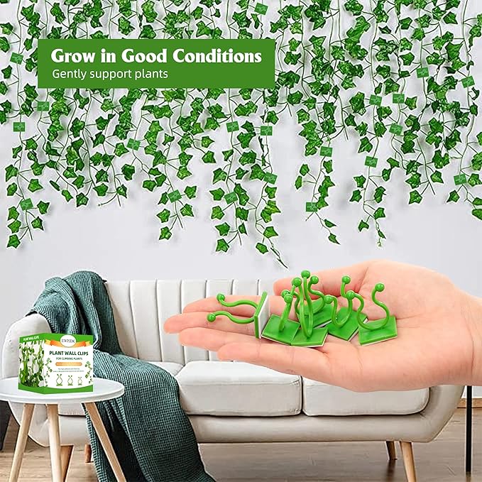 EWPJDK Wall Clips for Climbing Plants 180 PCS, Plant Clips for Climbing Plants, Wall Plant Holder for Vines Plant Clips for Indoor Plants, Vine Wall Clips Plant Hooks for Vines (Green)